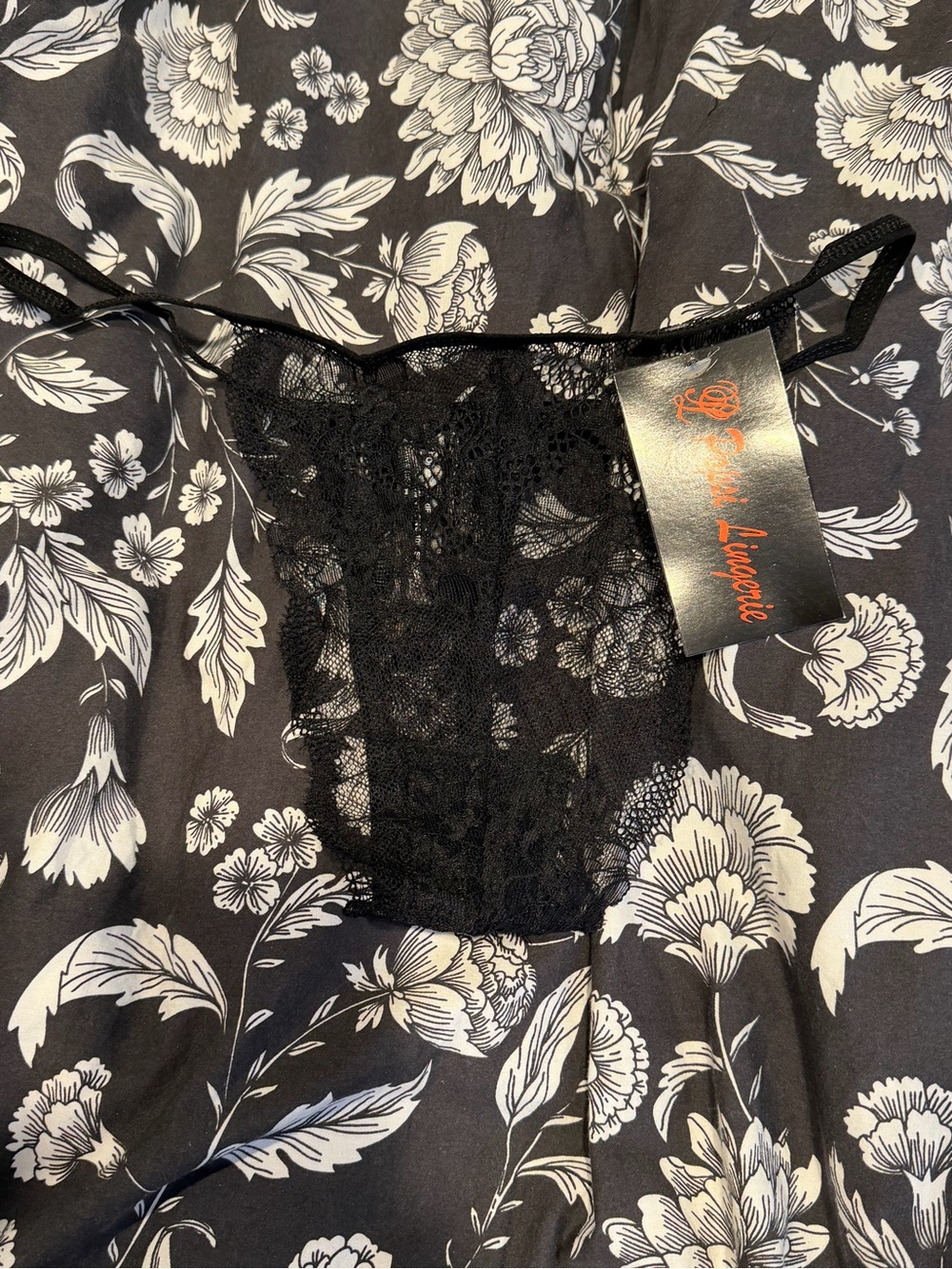 Popsi Lingerie Black Lace Thong Panty